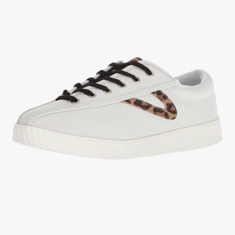 Tretorn Nylite Plus White Leather Sneakers Leopard Print New | Women’s Size 9.5